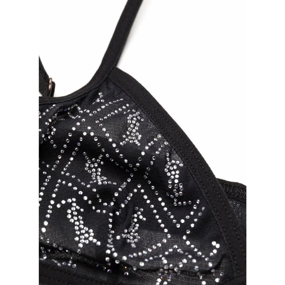 NWT Saint Laurent Cassandre Rhinestone Bralette Black XS NWT Crystal Logo - Picture 5 of 15
